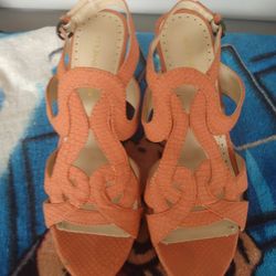 ADRIENNE VITTADINI Yasmin Cork heeled slingbacks Sandals SIZE 7