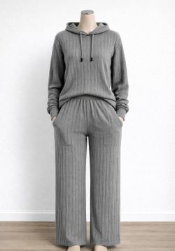 Casual ribbed two-piece set// Set De Dos Piezas Para Mujer