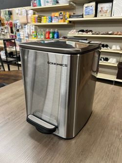 SONGMICS 6L (1.6-Gallon) Bathroom Trash Bin w/ Pedal - Silver