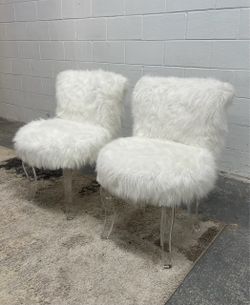 White Faux Fur Accent Chairs