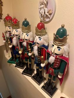 Set of 5 Large Wooden Christmas Nutcrackers
