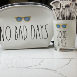 Rae Dunn Cosmetic Bag And Brush Holder