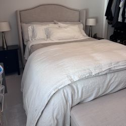 Queen Bed Frame, Mattress, and Storage Bench