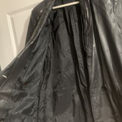 Black Vintage leather trench Long 