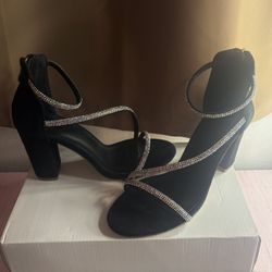 Sparkly Suede Black Heels