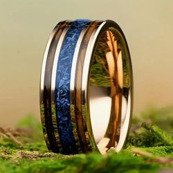 Men's Women's Tungsten Carbide Burnt Whiskey Barrel Meteorite Inspired Comfort-Fit Engagement Wedding Band 10