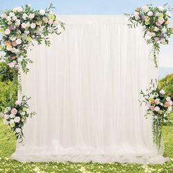 Ivory Sheer Tulle Backdrop Curtains or Photo Backdrop Drapes 5ftx7ft $20 each (or all 4 for $70)