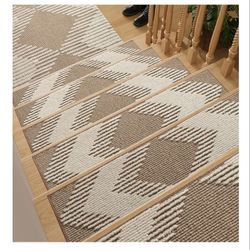 15PC Stair-Treads Non Slip, 3D Peel and Stick Stair Treads for Wooden Steps Indoor, Stair-Carpet Treads Washable Reusable Adhesive Stair-Runner Rugs f