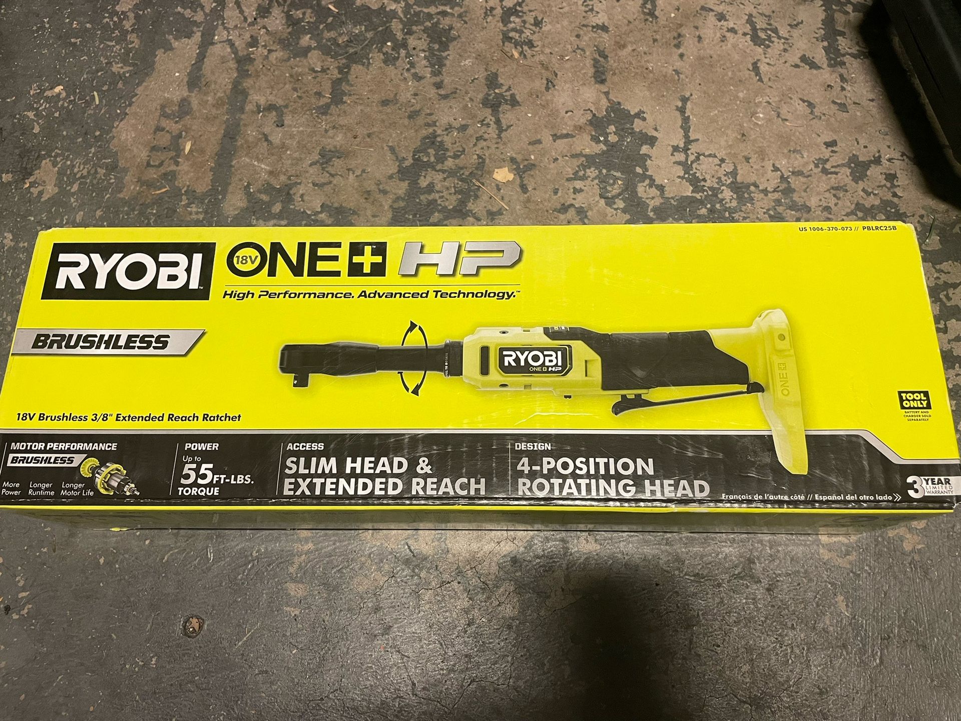 Ryobi HP 18V Brushless 3/8 Extended Reach Ratchet Brand New 