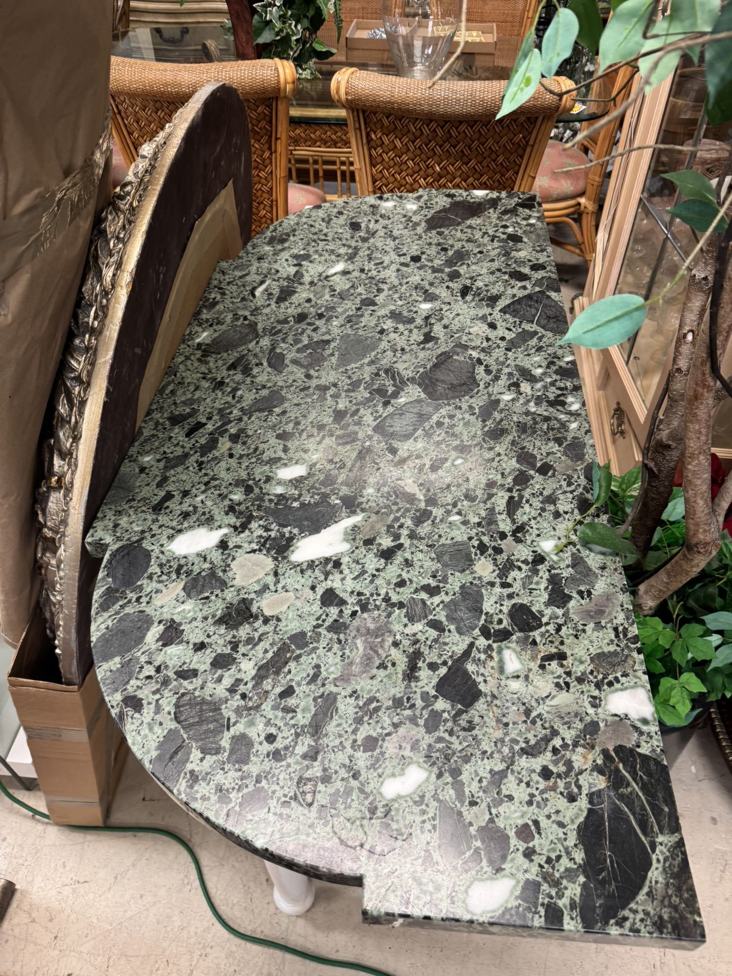 Italian green marble terrazzo-like pattern - 54” x 24” / Marble Is Heavy - Retail: $1800