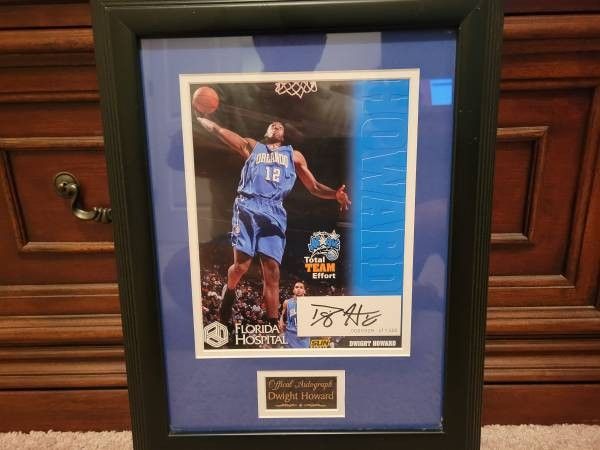 Framed matted Dwight Howard Autographed Photo COA smoke free pet free kid free home