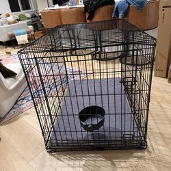 XL Dog Crate w/ bed and water bowl