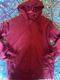 Time and Tru Burgundy Zip-Up Hoodie