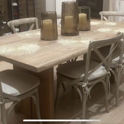 Crate & Barrel Table + 6 RH Chairs With Cushions