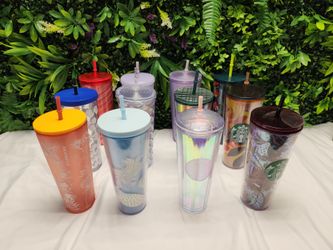 Starbucks Collector Tumbler Cup Bundle Lot of 12 Specialty Reusable Cold Cups Holiday Iridescent Floral Mermaid Studded