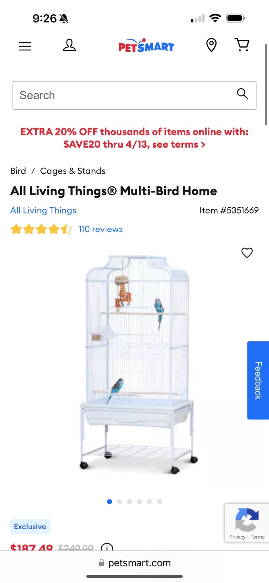 All Living Things® Multi-Bird Home / Bird Cage