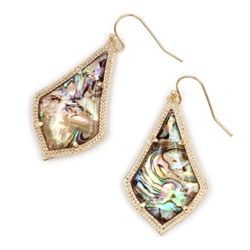 14k Gold plated White Iridescent Mother of Pearl Teardrop Dangle earrings 