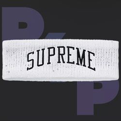 Supreme New Era Sequin Arc Logo Headband (White)