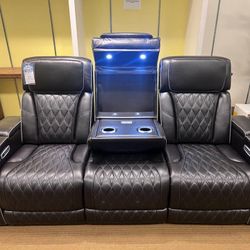 $49 Down Finance Power Reclining Leather Sofa and Loveseat Reclining Sectional Sleeper Bedroom Set Queen Bed King Bed Chest And Mattres Dining Table B