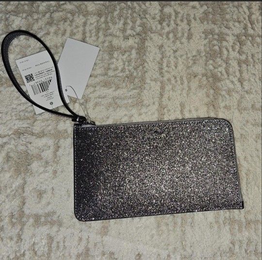KATE SPADE: Lucy Glitter Medium L-Zip Wristlet
