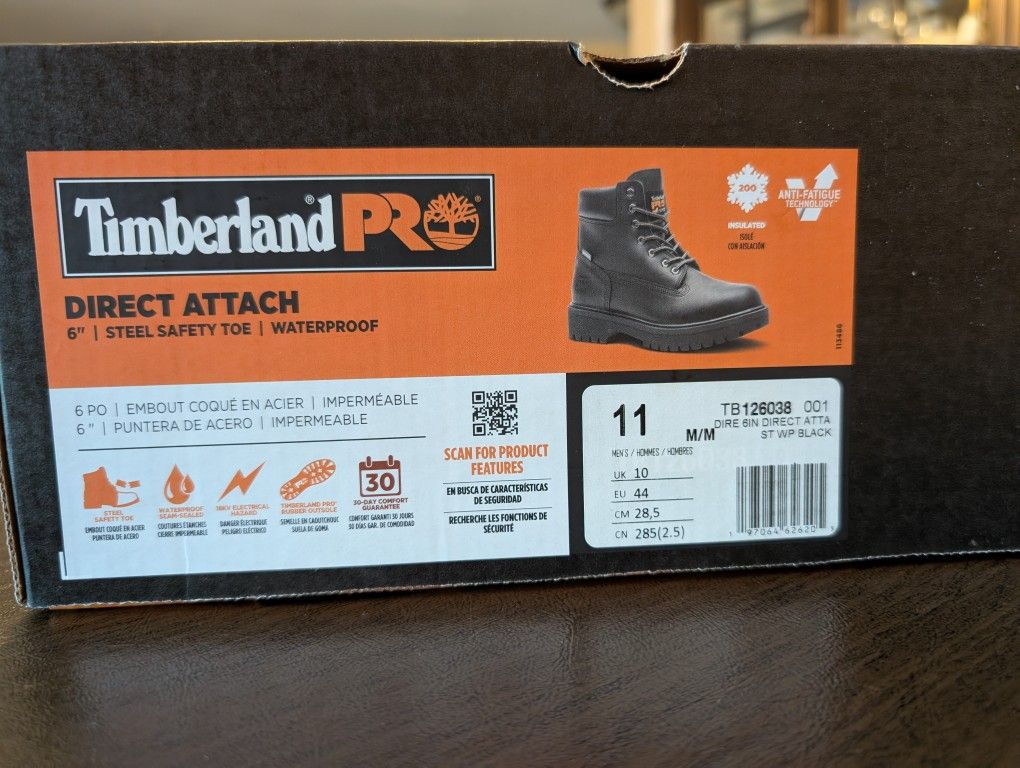 Timberland Pro Direct Attach 6" Steel Toe Waterproof Boots Size 11