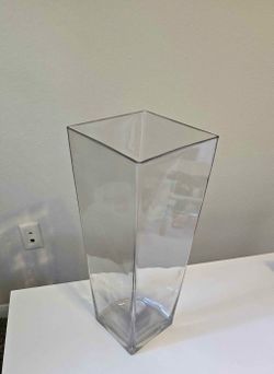 Large Glass Vase, 6”x6”x16”