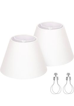Small Lamp Shades Set of 2, 5.5" Top x 10" Bottom x 6.6" High, Small White Lamp Shades for Table Lamps, Fabric Lampshade Replacement for Bedside Lamp,