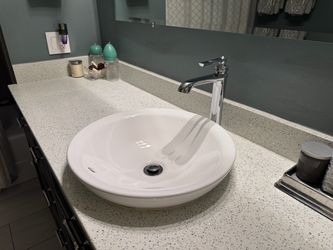 Signature White porcelain semi-recessed sink