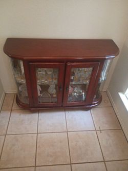 Cherry Wood Curio Display Cabinet