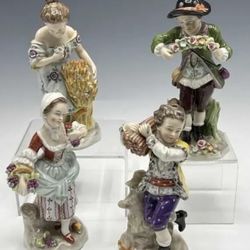 SALE!  ANTIQUE SITZENDORF PORCELAIN FIGURINES REPRESENTING THE FOUR SEASONS