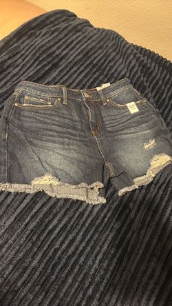 Dark Wash Distressed Denim Shorts