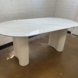 Jamani Marble Double Leg Kitchen Table 71” L 