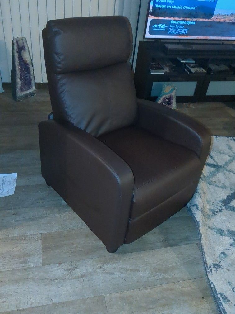 Faux Leather Brown Recliner Simple Smaller