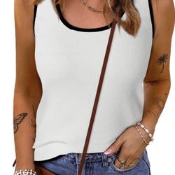 Brandnew (Medium) Womens Scoop Neck Ribbed Tank Tops Sleeveless Knit Cami Blouse Shirts