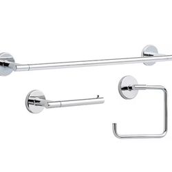 Delta Lyndall 3-Piece Bath Hardware Set with 24 in. Towel Bar, Toilet Paper Holder, Towel Ring in Polished Chrome