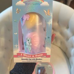 My Little pony reusable cup with makeup blenders