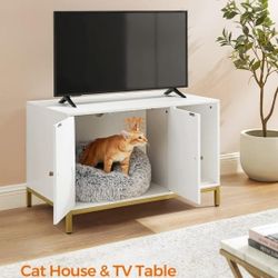 Litter Box Enclosure, Modern Cat Litter Box Furniture Hidde😺😺😺😺✨n