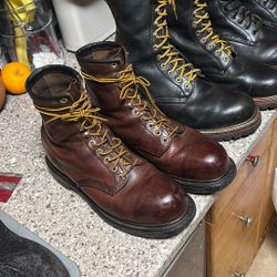 Three Pairs Of Boots. Red Wins. The Red Brown. Size 9 1/2. And The Other Ones Size 10.  3For Men.