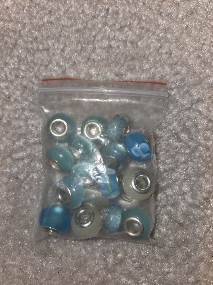 Blue And White Large Whole Beads