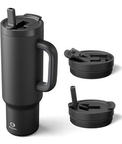 40 oz Tumbler with Handle and Flip Straw 100% Leak Resistant Tumbler with Lid