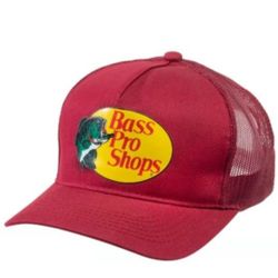 Bass Pro Shops Hat Outdoor Fishing Baseball Trucker Mesh Cap Adjustable SnapBack..Color (Cardinal)
