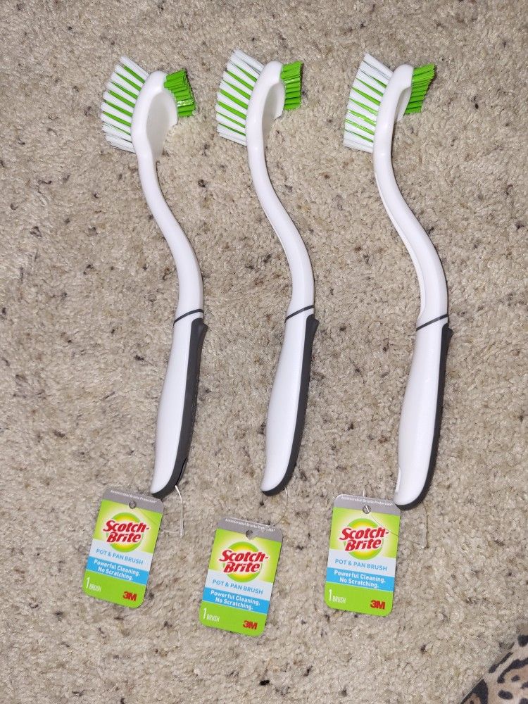 3 Brand New 3M Scotch Pot & Pan Brushes - Discontinued Excellent Quality