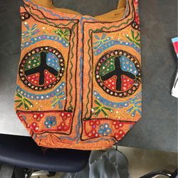 Peace Sign Handbag Embroidery 