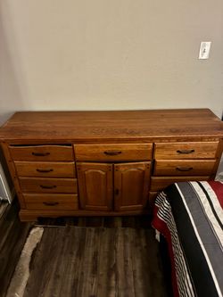 Wood Dresser with Drawers and Cabinet