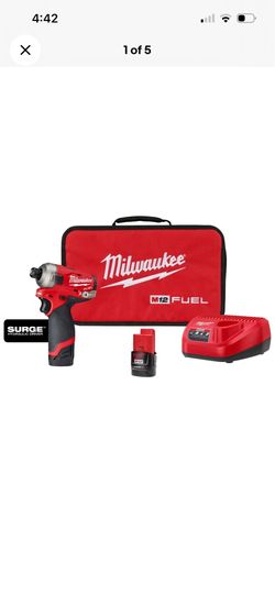 Milwaukee 2551-22 M12 FUEL SURGE 1/4" Hex Impact Driver Kit 2 Batteries 2.0AH