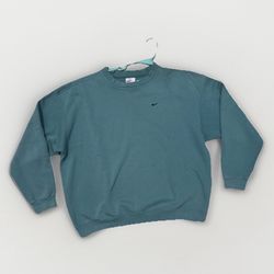 Vintage 90s Nike Tonal Forest Green Crewneck Sweatshirt Distressed Size XL USA