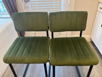 2 Velvet Olive Green Bar Stools