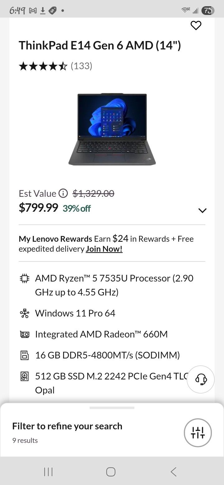 ThinkPad E 14 Gen 6 AMD