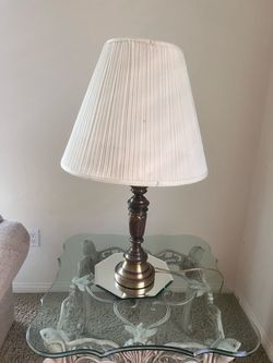 Brass Table Lamp with Pleated Shade