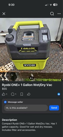 Wet/ Dry/Vac Ryobi Portable Canister
